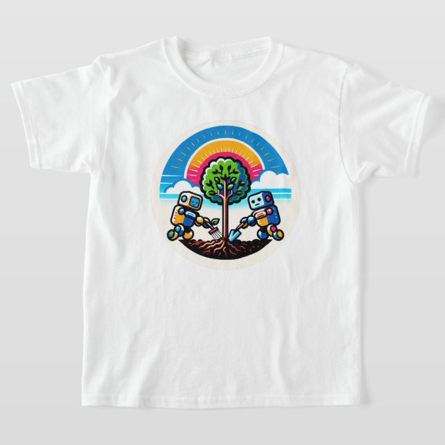 AI Tree Planter Sticker Öko-freundliches Robot-Des T-Shirt (Ablage )