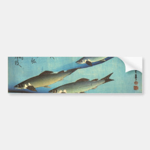 Ai (Trout) - Hiroshige Farbe Japanischer Fisch Pri Autoaufkleber