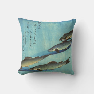 Ai (Trout) - Hiroshige Farbe Japanischer Fisch Pri Kissen