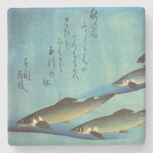 Ai (Trout) - Hiroshige Farbe Japanischer Fisch Pri Steinuntersetzer