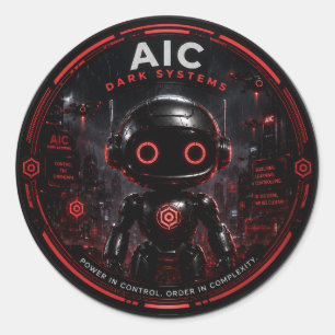 AIC Dark Systems Cyberpunk AI Roboter Aufkleber 