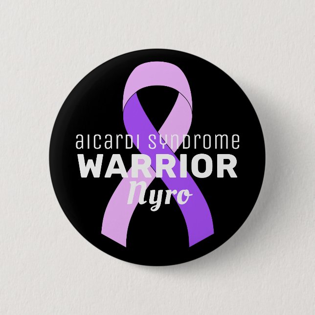 Aicardi-Syndrom Warrior Ribbon Black Button (Vorderseite)