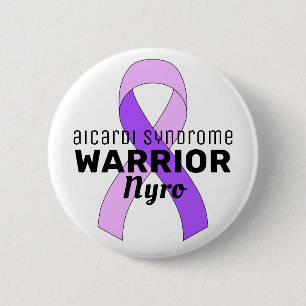 Aicardi Syndrom Warrior Ribbon White Button