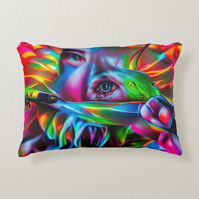 Aichmophobie: Vivid Surreal Art Dekokissen (Vorderseite)