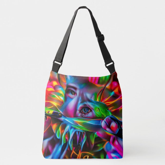 Aichmophobie: Vivid Surreal Art Tragetaschen Mit Langen Trägern (Vorderseite)