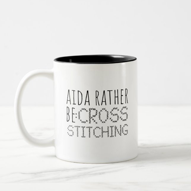 Aida Rather Be Cross Stitching Fun Zweifarbige Tasse (Links)