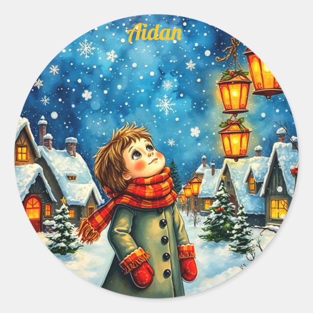 AIDAN ~ HÜBSCH 3D! Gold, Rot und Grün ~ Runder Aufkleber (Vorderseite)
