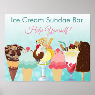 Aide-toi Ice Cream Sundae Bar Poster