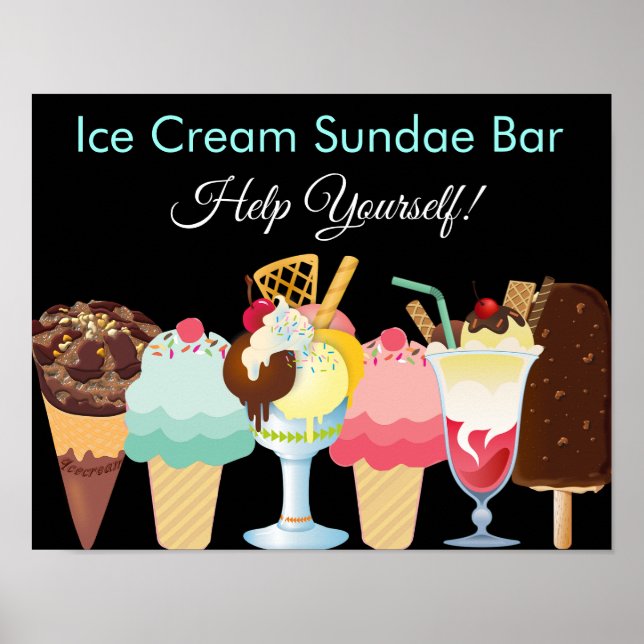 Aide-toi Ice Cream Sundae Bar Poster (Devant)