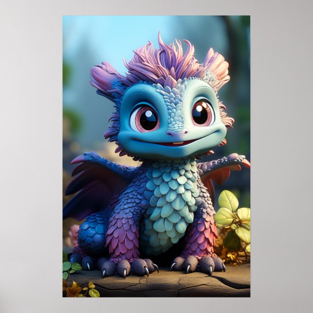 Aiden, ein Whimsikischer Drache Poster (Vorne)