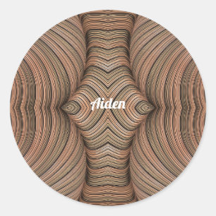 AIDEN ~ Hübsche Shades Brown Fraktal ~ Runder Aufkleber