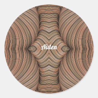 AIDEN ~ Hübsche Shades Brown Fraktal ~ Runder Aufkleber