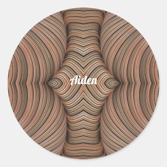 AIDEN ~ Hübsche Shades Brown Fraktal ~ Runder Aufkleber (Vorderseite)