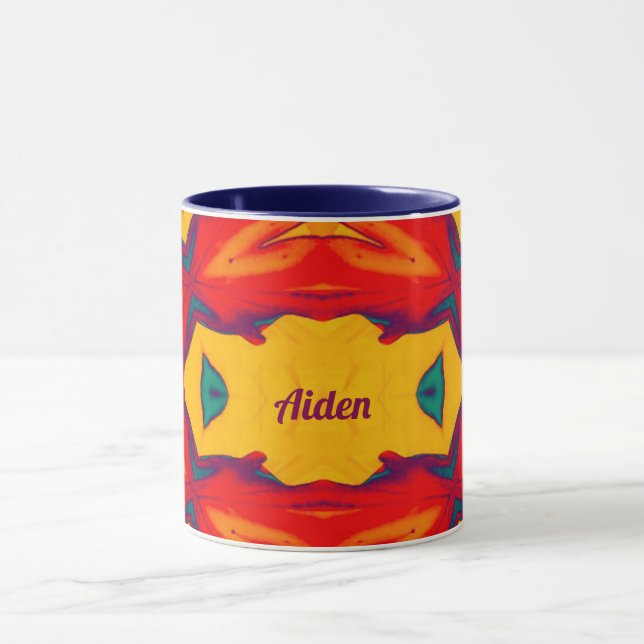 AIDEN ~ Zany Pattern ~ Red Blue Yellow und Orange Tasse (Zentrum)