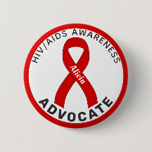 Aids-Advocation Ribbon White Button