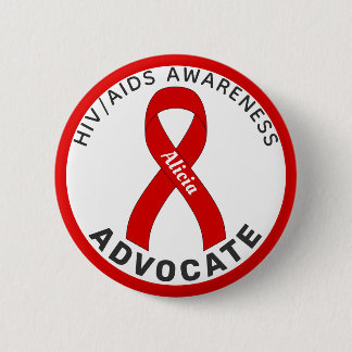Aids-Advocation Ribbon White Button
