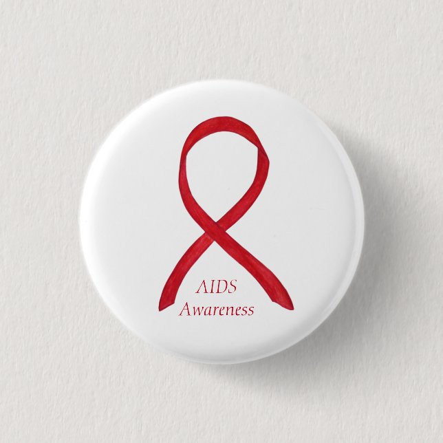 Aids Awareness Ribbon Custom Art Button (Vorderseite)
