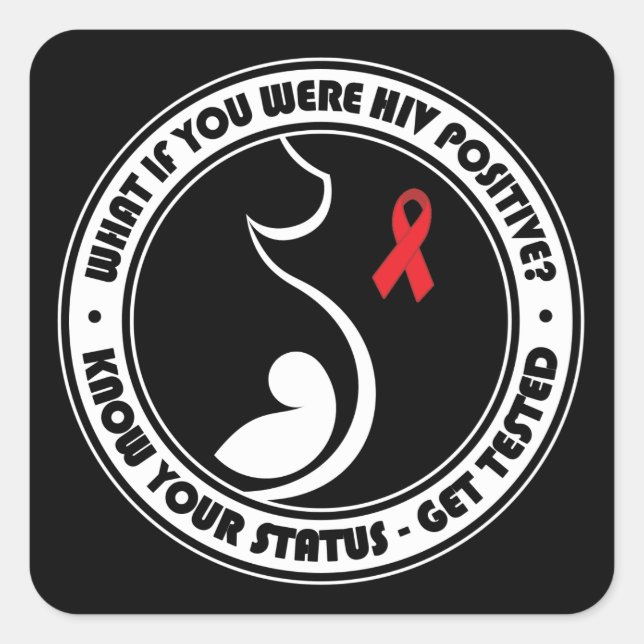 Aids-Bewusstsein Quadratischer Aufkleber (Vorderseite)