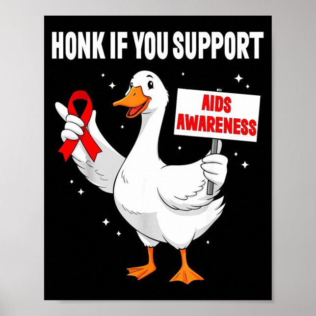 Aids_hiv Awareness Funny Goose World Aids Day Red  Poster (Vorne)