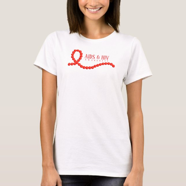Aids & HIV Awareness Red Ribbon Beads T-Shirt (Vorderseite)