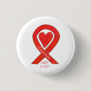 Aids- und HIV-Bewusstseinsbildung für Herz-Kreisl Button