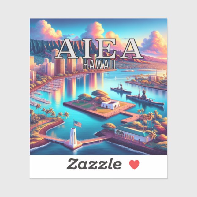 Aiea Hawaii 3 Inch Vinyl Sticker (Blatt)