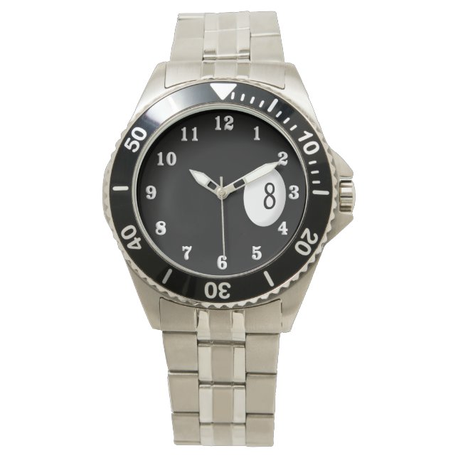 Aight Ball Billiard Thema Armbanduhr (Vorderseite)