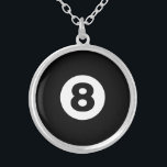 Aight Ball Versilberte Kette<br><div class="desc">Pool Acht Ball (8ball). Eigener Text.</div>