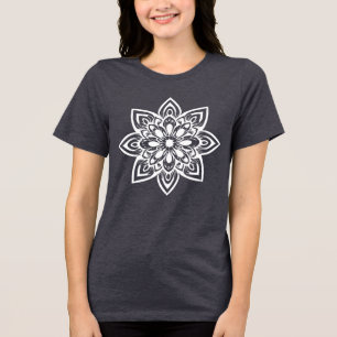 Aight Point White Star Blumen Mandala Tri-Blend Shirt