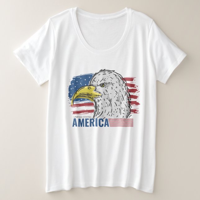 Aigle américain avec T-shirt drapeau (Design devant)