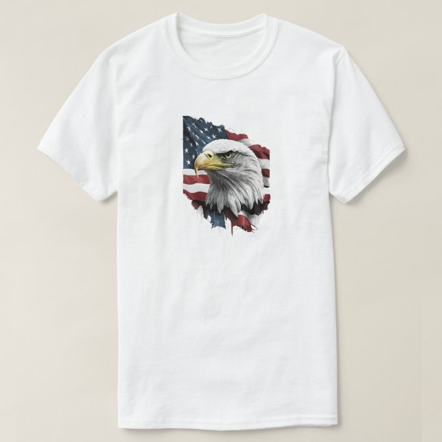 Aigle Avec T-shirt Drapeau Américain (Design devant)