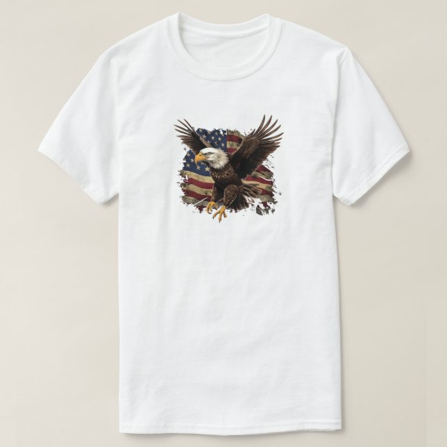 Aigle Avec T-shirt Drapeau Américain (Design devant)