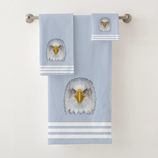 Aigle blanc personnalisé et trois bandes sur bleu  (En situation)
