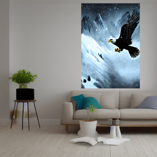 Aigle dans la montagne enneigée   AI Art Poster