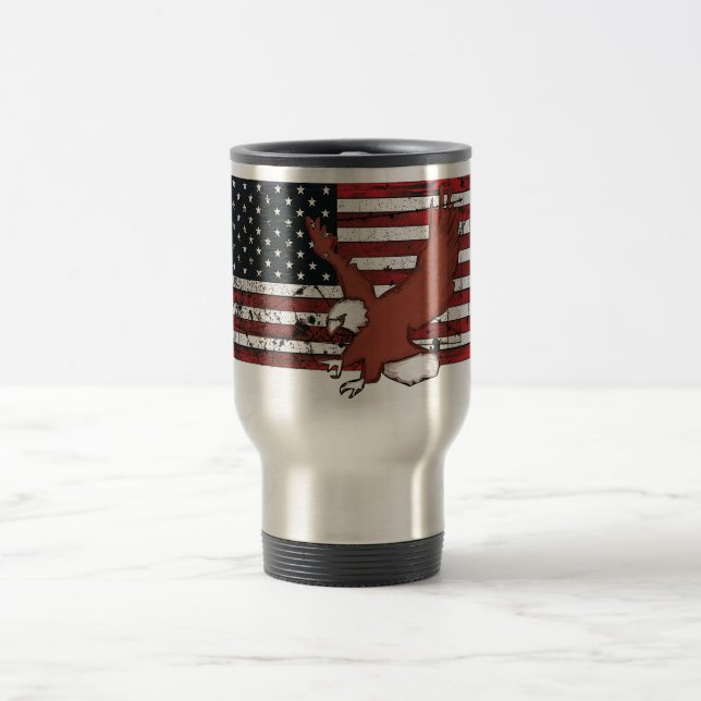 Aigle du drapeau américain voyage tasse de café (Centre)