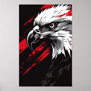 Aigle noir, rouge et blanc - affiche de style comi