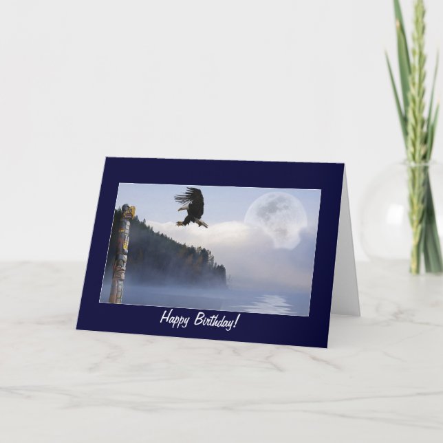 Aigle, Totem Pole & Super Moon Anniversaire Cartes (Devant)
