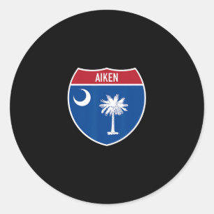 Aiken South Carolina Flag Highway Interstate Schil Runder Aufkleber