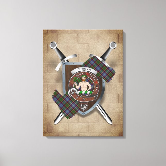 Aikenhead Clan Abzeichen Crossed Schwerter Canvas  Leinwanddruck (Vorderseite)