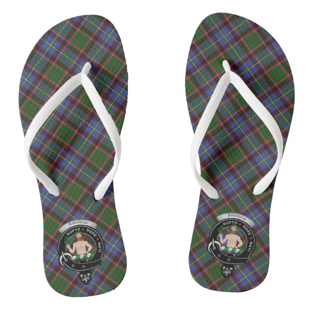 Aikenhead Clan Abzeichen & Tartan Flip Flops (Fußbett)