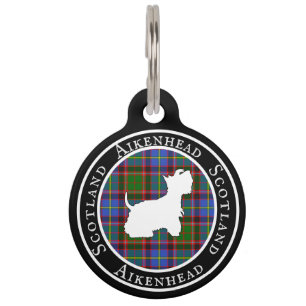 Aikenhead Tartan & Scottie Dog Personalisiert Haustiermarke
