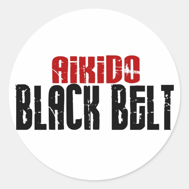 Aikido Black Belt Runder Aufkleber (Vorderseite)