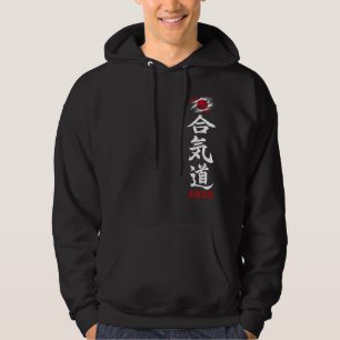 Aikido Kanji Sweat à capuche foncé avec drapeau ja