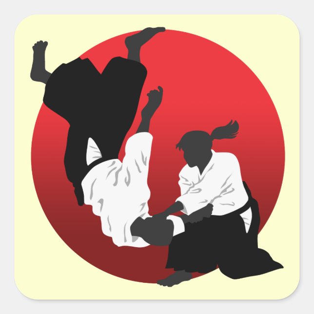 Aikido Quadratischer Aufkleber (Vorderseite)