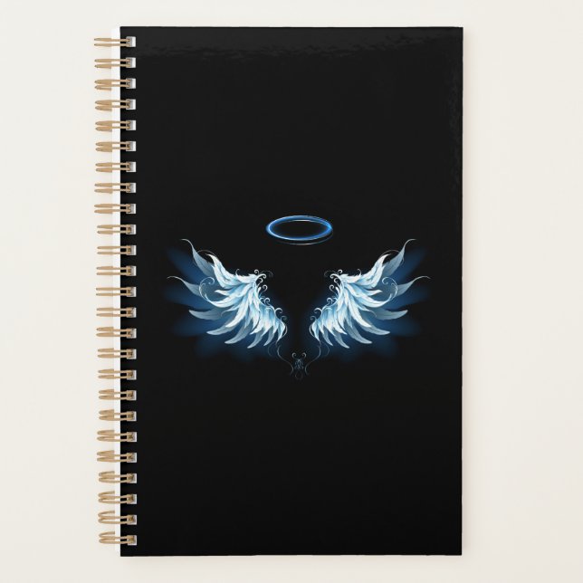 Ailes d'angle brillant bleu sur arrière - plan noi (Devant)