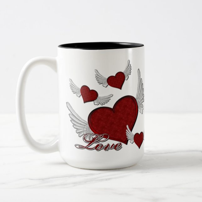 Ailes De L'Amour Rouge Logo Café Mug (Gauche)