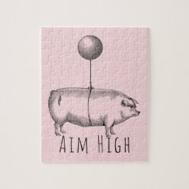 Aim High Cute Pig and Balloon Inspirational