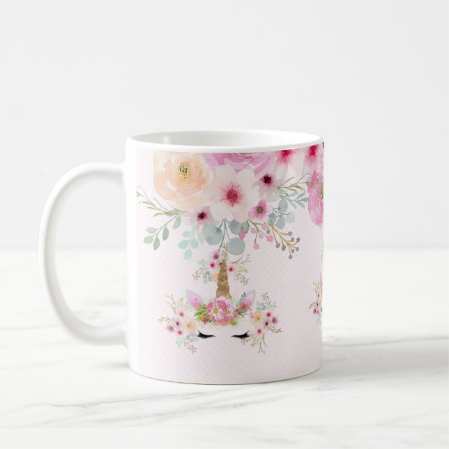 AIM HIGH Pink Gold Glitzer Einhorn Girls Kaffeetasse (Links)