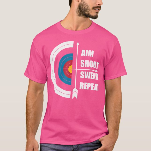 Aim Shoot oder Repeat Junter Archery T-Shirt (Vorderseite)