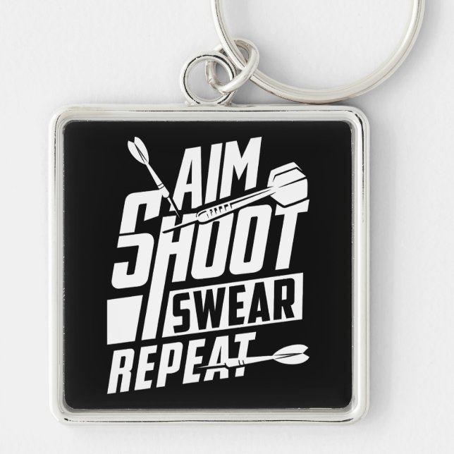 Aim Shoot Swear Repeat Premium Schlüsselanhänger (Vorne)